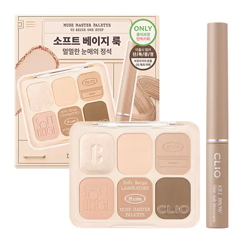 [NEW 소프트 핑크 룩] 클리오 뮤즈 마스터 팔레트 단품/기획 (+브로우 카라 증정) [+브로우카라] 03 베이지한걸음